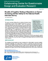 Results of Cognitive Testing of Questions on Cancer Screening and Sun Safety for the National Health Interview Survey