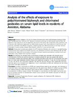 Analysis of the effects of exposure to polychlorinated biphenyls and chlorinated pesticides on serum lipid levels in residents of Anniston Alabama