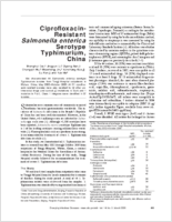 CiprofloxacinResistant Salmonella enterica Serotype Typhimurium China