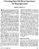 Screening dayold blood specimens for hyperglycemia