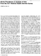 Stroke Prevalence an analysis of data from the 1977 National Health Interview Survey