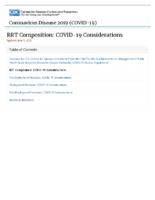 Guidance for US Centers for Disease Control and Prevention Staff for the Establishment and Management of Public Health Rapid Response Teams for Disease Outbreaks Part 2 COVID19 Disease Supplement RRT Composition COVID19 Considerations