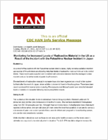 Monitoring for increased levels of radioactive material in the US as a result of the incident with the Fukushima nuclear incident in Japan