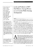 Levels and Predictors of HIV Risk Behavior Among Women in LowIncome Public Housing Developments