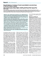 Genetic Studies of a Cluster of Acute Lymphoblastic Leukemia Cases in Churchill County Nevada