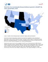 West Nile virus neuroinvasive disease incidence reported to ArboNET by state United States 2014
