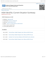 H5N1 bird flu  current situation summary