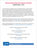 Recommended adult immunization schedule  United States 2015