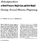 Interdependence of blood pressure weight gain and fetal weight during normal human pregnancy
