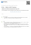 Timeline of Childhood Lead Poisoning Prevention Highlights Highlights from CDCs Childhood Lead Poisoning Prevention Program CLPPP 1970s1980s