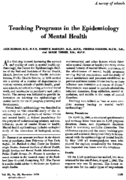 Teaching Programs In The Epidemiology Of Mental Health