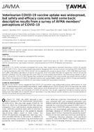Veterinarian COVID19 Vaccine Uptake Was Widespread but Safety and Efficacy Concerns Held Some Back Descriptive Results from a Survey of AVMA Members Perceptions of COVID19