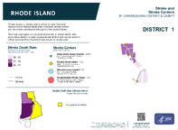 RI Congressional District 01 Stroke and Stroke Centers Map 118th Congress