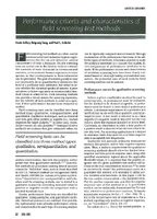 Performance Criteria and Characteristics of Field Screening Test Methods