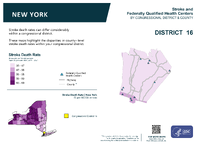 NY Congressional District 16 Stroke and Federally Qualified Health Centers Map 118th Congress