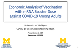 Economic Analysis of Vaccination with mRNA Booster Dose against COVID19 Among Adults