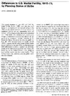 Differences in US marital fertility 197073 by planning status of births