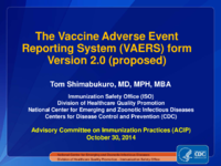 The Vaccine Adverse Event Reporting System VAERS form  version 20 proposed