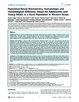 PopulationBased Biochemistry Immunologic and Hematological Reference Values for Adolescents and Young Adults in a Rural Population in Western Kenya