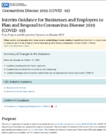 Interim Guidance for Businesses and Employers to Plan and Respond to 2019 Coronavirus Disease 2019 COVID19 Plan Prepare and Respond to Coronavirus Disease 2019 March 22 2020