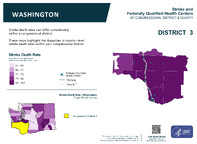 WA Congressional District 03 Stroke and Federally Qualified Health Centers Map 118th Congress