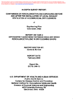 Indepth survey report comparison of perchloroethylene exposures before and after the installation of local exhaust ventilation at a commercial dry cleaners at Drycleaning Plus Cincinnati Ohio Report on task 2 interagency agreement between OSHA and NIOSH perchloroethylene in dry cleaning shops
