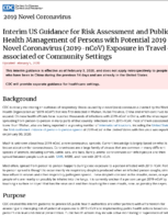Interim US guidance for risk assessment and public health management of persons with potential 2019 novel coronavirus 2019nCoV exposure in travelassociated or community settings