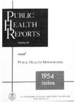 Public Health Reports  volume 69 and Public Health Monographs 1954 index  cover