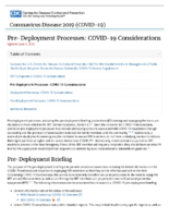 Guidance for US Centers for Disease Control and Prevention Staff for the Establishment and Management of Public Health Rapid Response Teams for Disease Outbreaks Part 3 COVID19 Disease Supplement PreDeployment Processes COVID19 Considerations