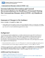 Interim Infection Prevention and Control Recommendations for Healthcare Personnel During the Coronavirus Disease 2019 COVID19 Pandemic July 9 2020