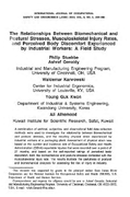 The Relationships Between Biomechanical and Postural Stresses Musculoskeletal Injury Rates and Perceived Body Discomfort Experienced by Industrial Workers A Field Study
