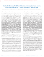 Vaccination Coverage for Selected Vaccines and Exemption Rates Among Children in Kindergarten  United States 201718 School Year