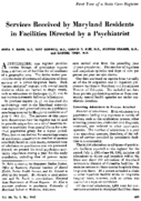 Services Received By Maryland Residents In Facilities Directed By A Psychiatrist