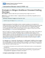 Strategies to mitigate healthcare personnel staffing shortages April 30 2020