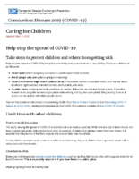 Coronavirus Disease 2019 COVID19 Caring for Children Updated May 15 2020