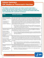 Science Summary CDC Studies on Thimerosal in Vaccines