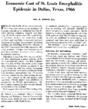 Economic Cost Of St Louis Encephalitis Epidemic In Dallas Texas 1966