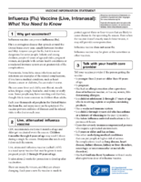 Influenza Flu Vaccine Live intranasal  what you need to know