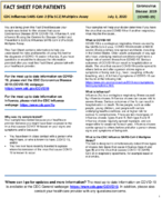 Fact Sheet for Patients CDC Influenza SARSCoV2 Flu SC2 Multiplex Assay July 2 2020