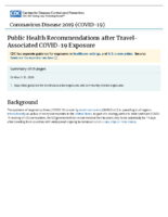 Public Health Recommendations After TravelAssociated COVID19 Exposure April 23 2020
