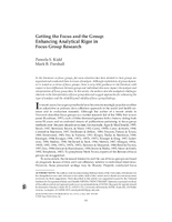 Getting the Focus and the Group Enhancing Analytical Rigor in Focus Group Research