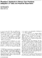Physicians Assistants In Primary Care Practices Delegation Of Tasks And Physician Supervision