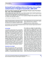 Increased hand washing reduces influenza virus surface contamination in Bangkok households 20092010