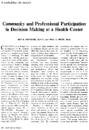 Community And Professional Participation In Decision Making At A Health Center