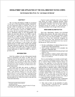 Development and Application of the Coal Mine Roof Rating CMRR