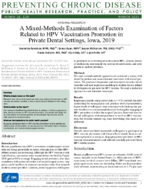 A MixedMethods Examination of Factors Related to HPV Vaccination Promotion in Private Dental Settings Iowa 2019