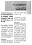 Age Developmental and Job Stage Influences on Nurse Outcomes