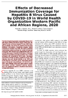Effects of Decreased Immunization Coverage for Hepatitis B Virus Caused by COVID19 in World Health Organization Western Pacific and African Regions 2020