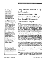 Using Formative Research To Lay The Foundation For Community Level HIV Prevention Efforts An Example From The Aids Community Demonstration Projects