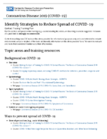 Identify strategies to reduce spread of COVID19 contact tracing training plan